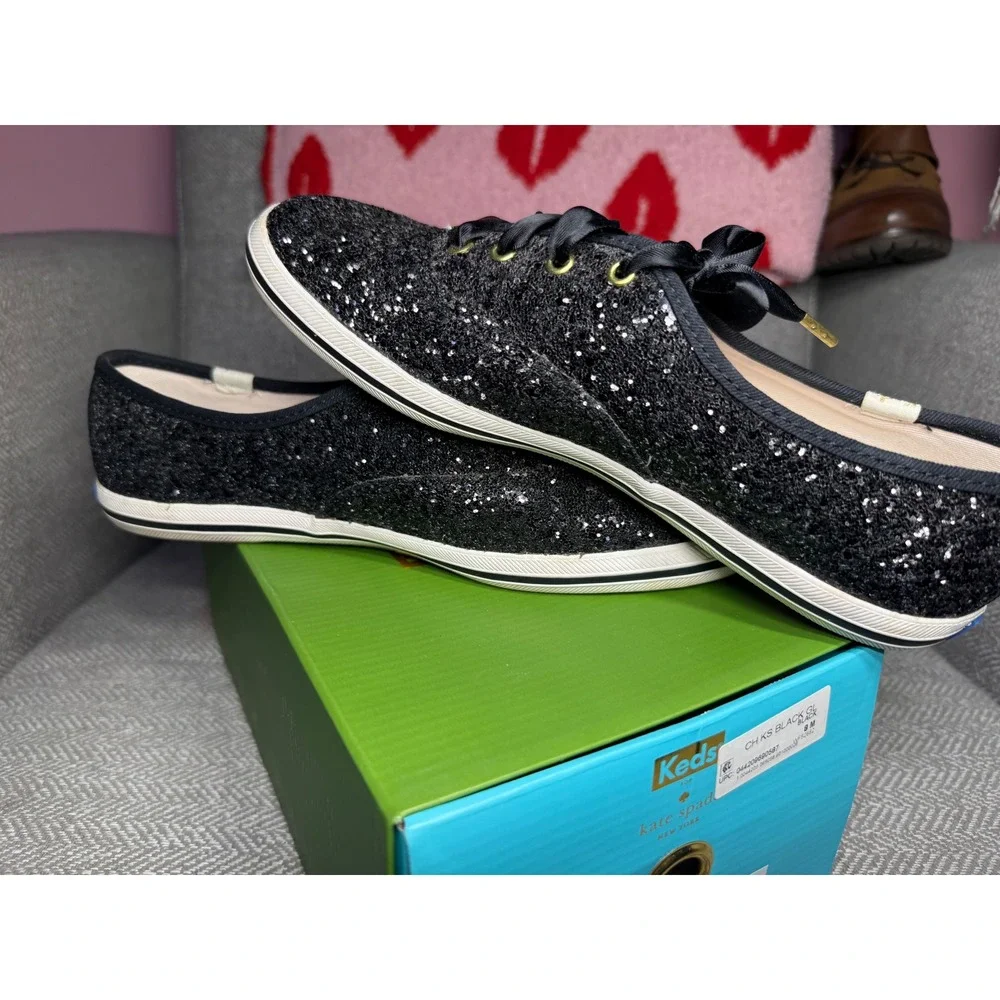 Keds x Kate Spade New York Black Glitter Champion Sneakers Women's 8M